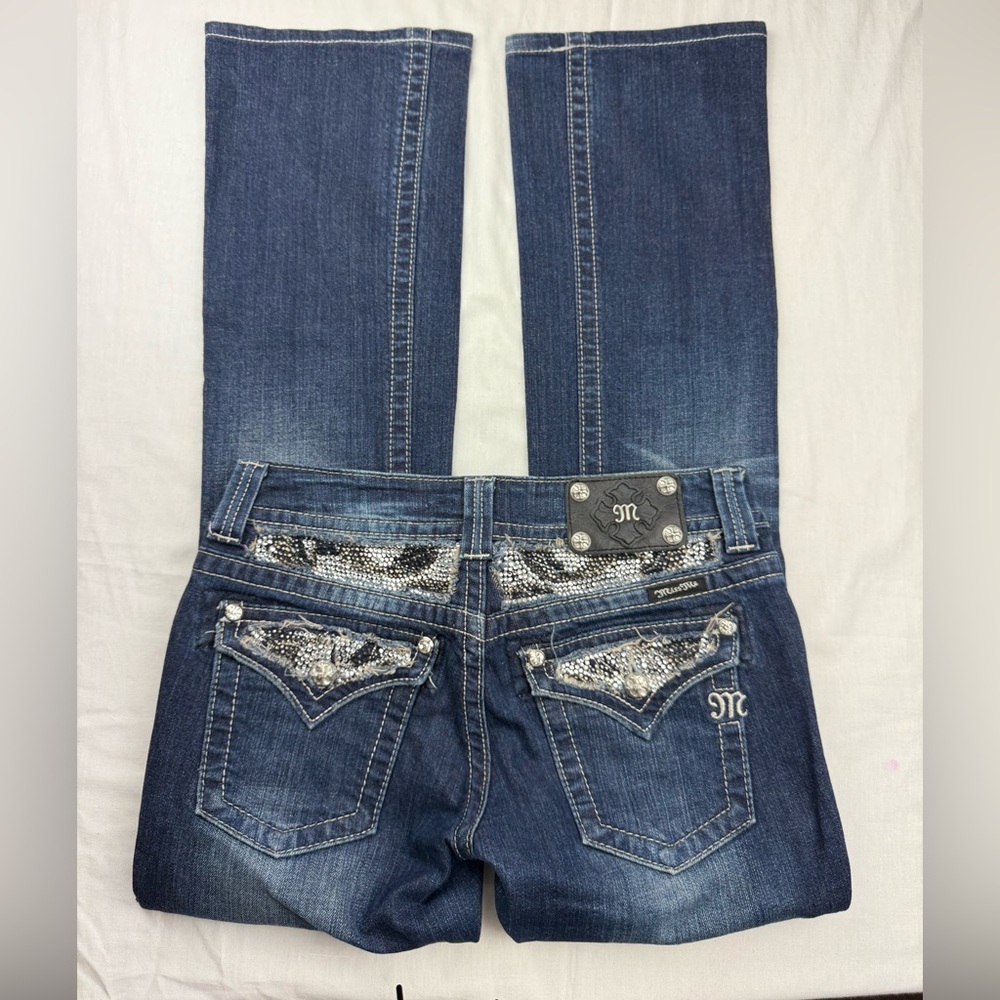 Miss me jeans Women's Blue embellished boot cut size 27